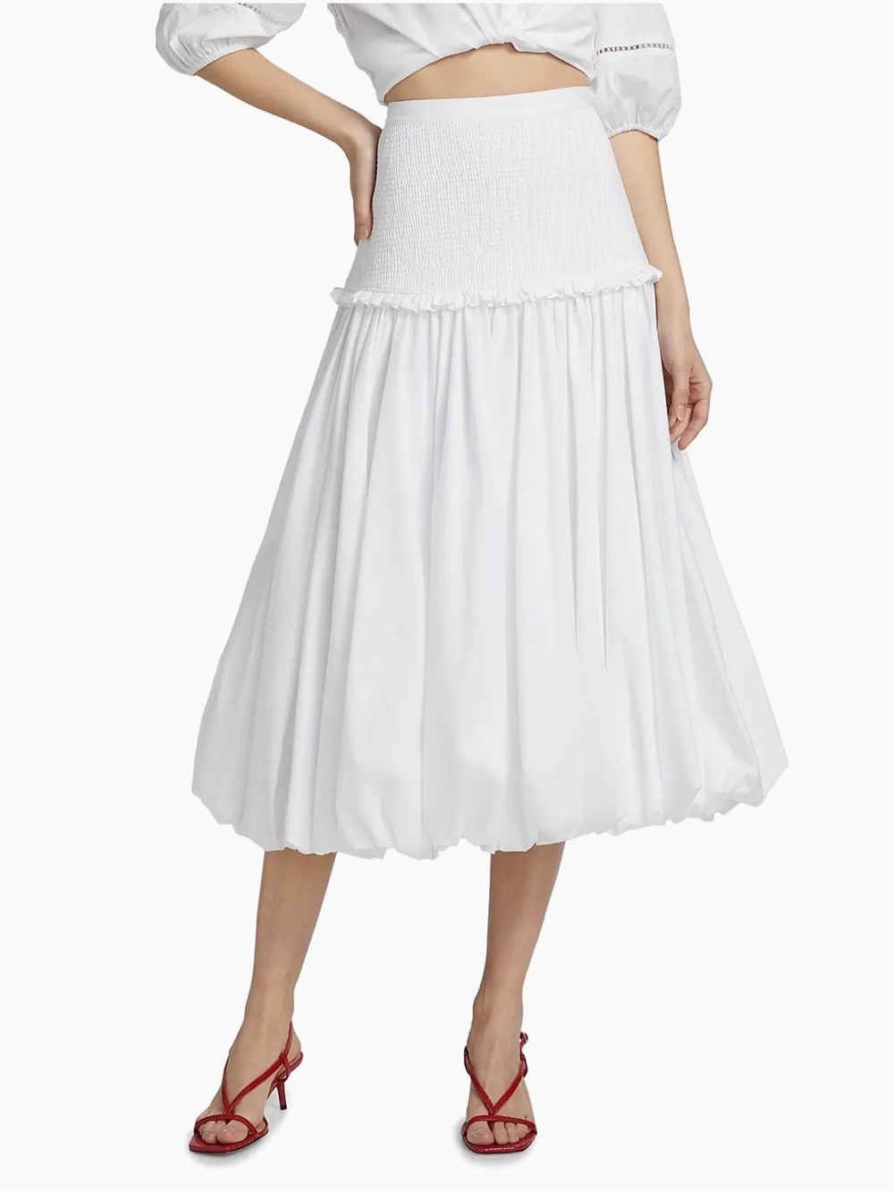 Cinq a Sept Ellah Smocked Midi Skirt